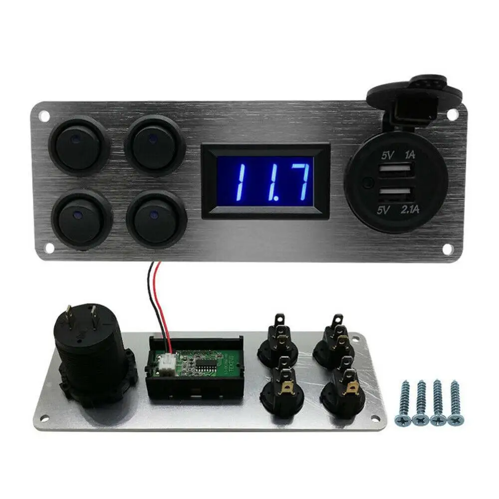 1 шт. 12В 24В RV автомобильные 4 кнопочные фары вольтметр клавишный переключатель