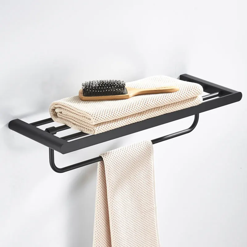 Towel Rack 1 Набор аксессуаров, угловой кронштейн, бумажный кронштейн, кронштейн для туалетной щетки, один набор черных аксессуаров для ванной комнаты из нержавеющей стали - Color: Towel Rack 1