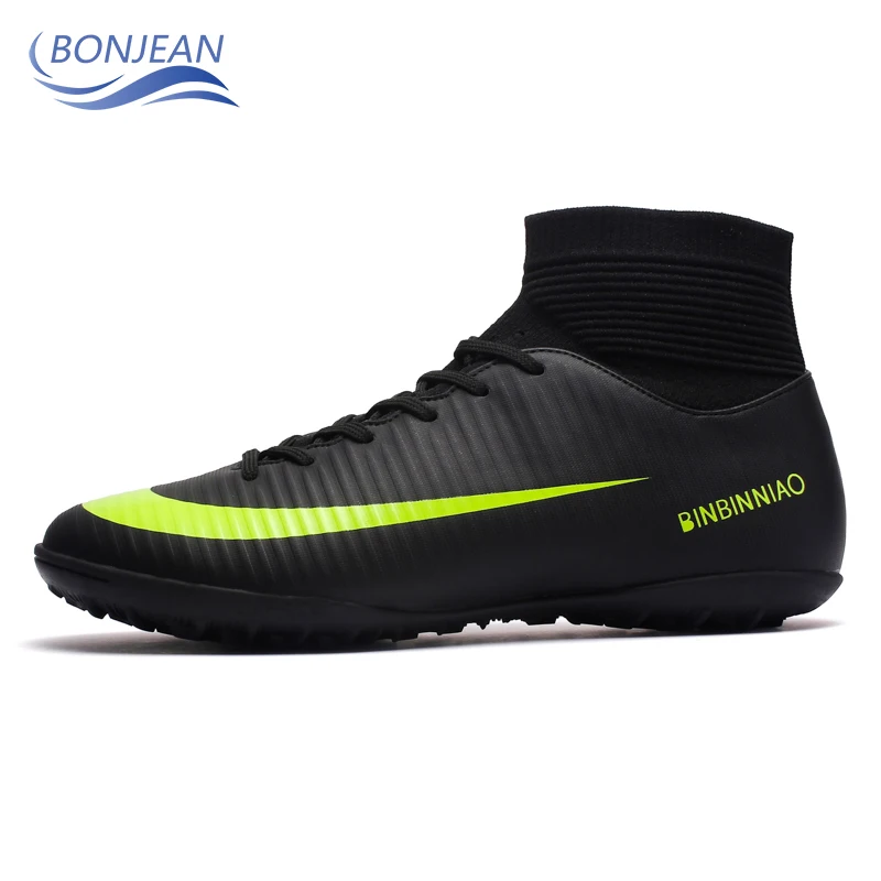 BONJEAN Turf/черные мужские футбольные бутсы детские тренировочные высокие