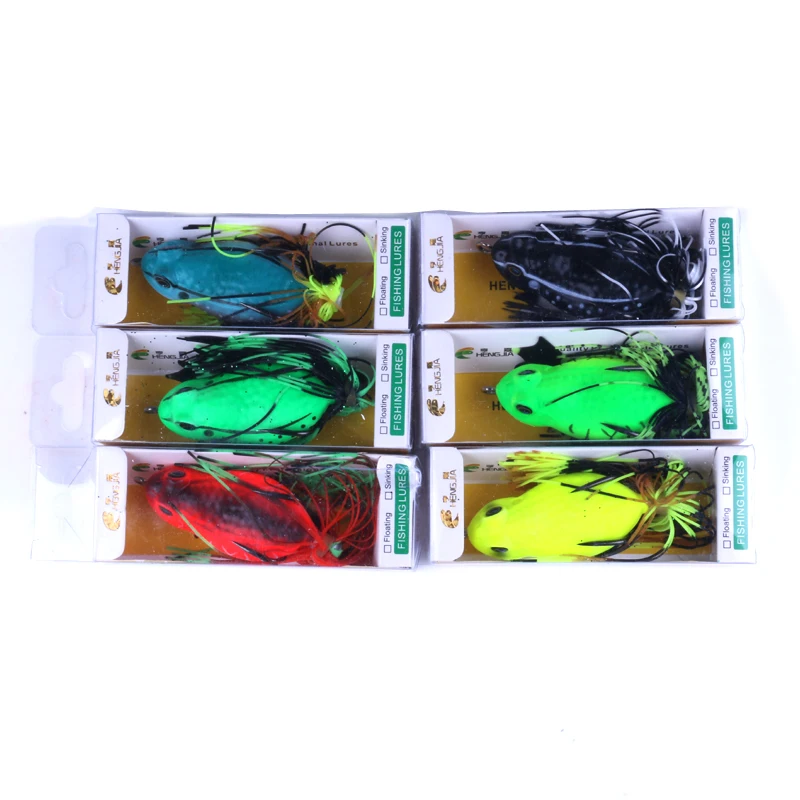 

Hengjia 6cm 13g Floating Soft Frog Lure with Weedless Hook Rubber Skirt Snakehead Fishing Bait