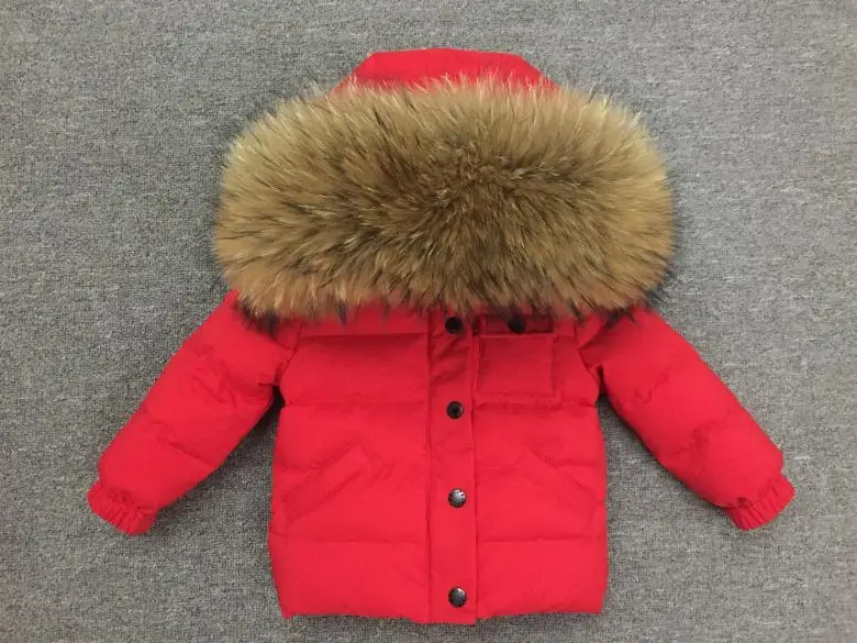red brown fur Лидер продаж, пуховые парки с большим натуральным меховым воротником в русском стиле, плотные пуховые пальто Детская одежда черного цвета с серым мехом - Цвет: red brown fur