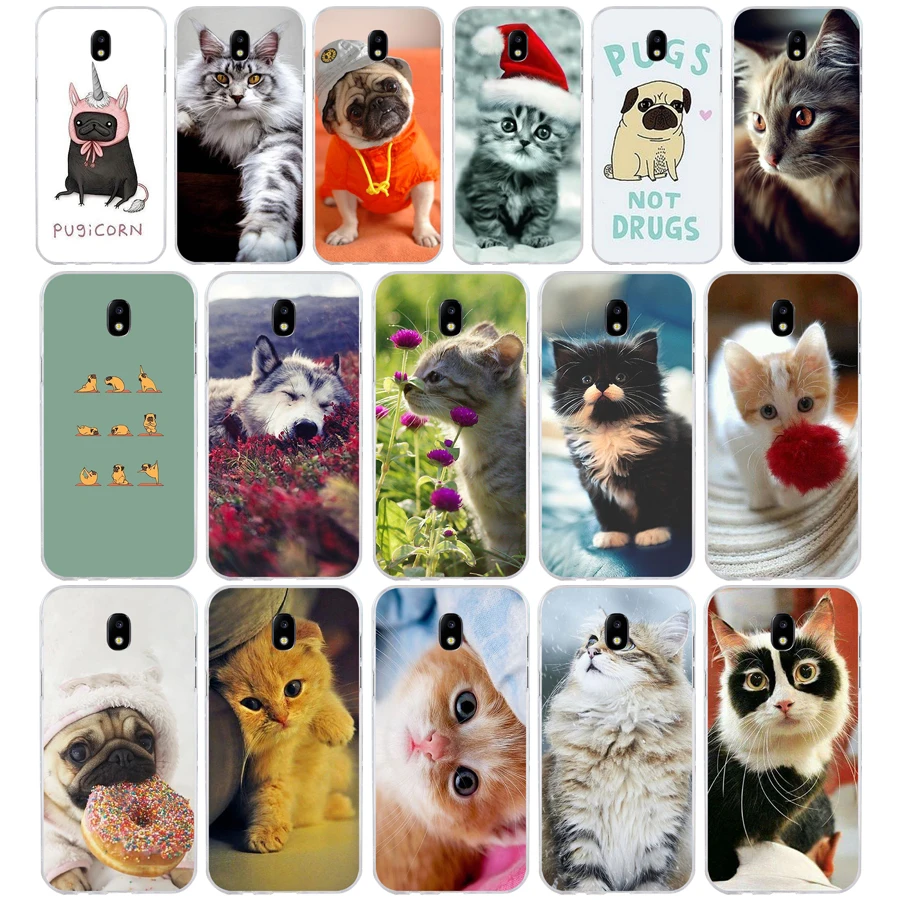 04 Cute Puppy Pug Bunny Cat Princess Soft Silicone Tpu Cover phone Case for Samsung j3 j5 j7 2015 2016 17 j2  prime j6 Plus 2018