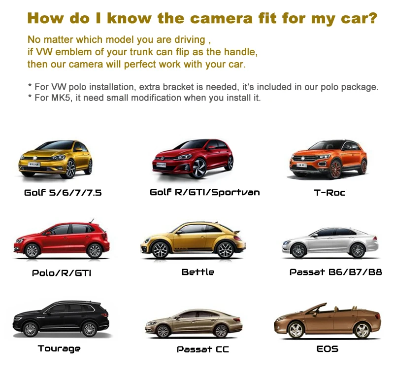 Trunk Handle Logo Trajectory Reverse Camera Badge HD Dynamic Rear Camera For VW golf 5 6 7 Polo 6R GTI B6 B7 B8 passat CC Eos
