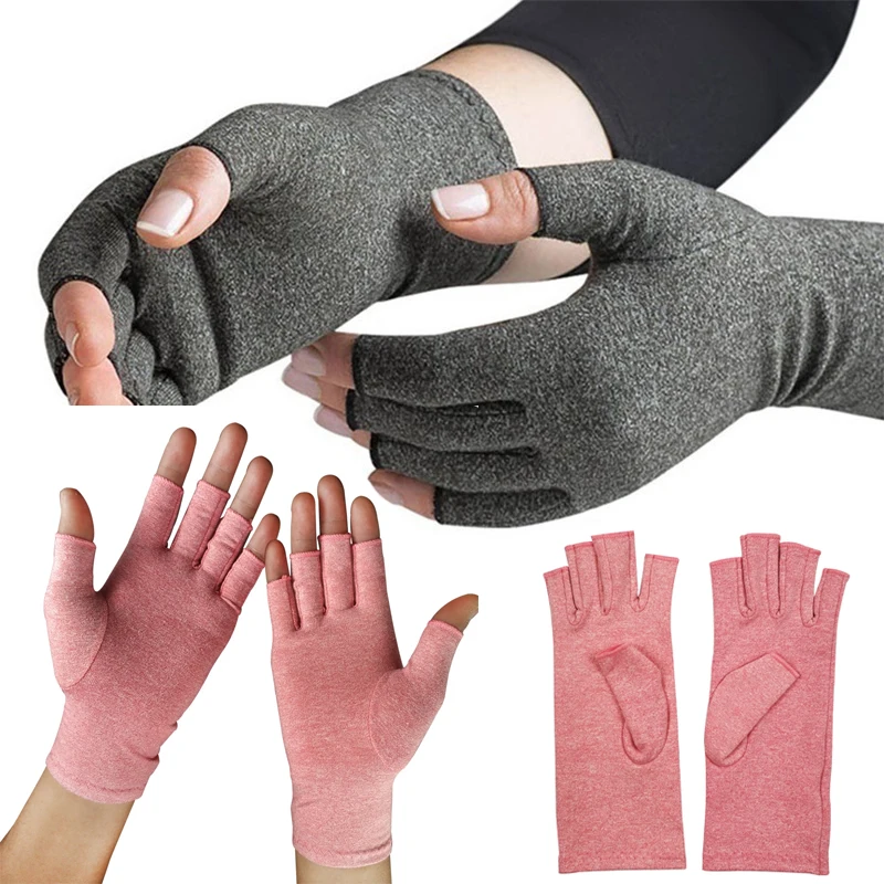 

Men Women Therapy Pressure Gloves Hand Pain Relief Half-finger Mittens Breathable Rehabilitation Training Arthritis Care Gloves