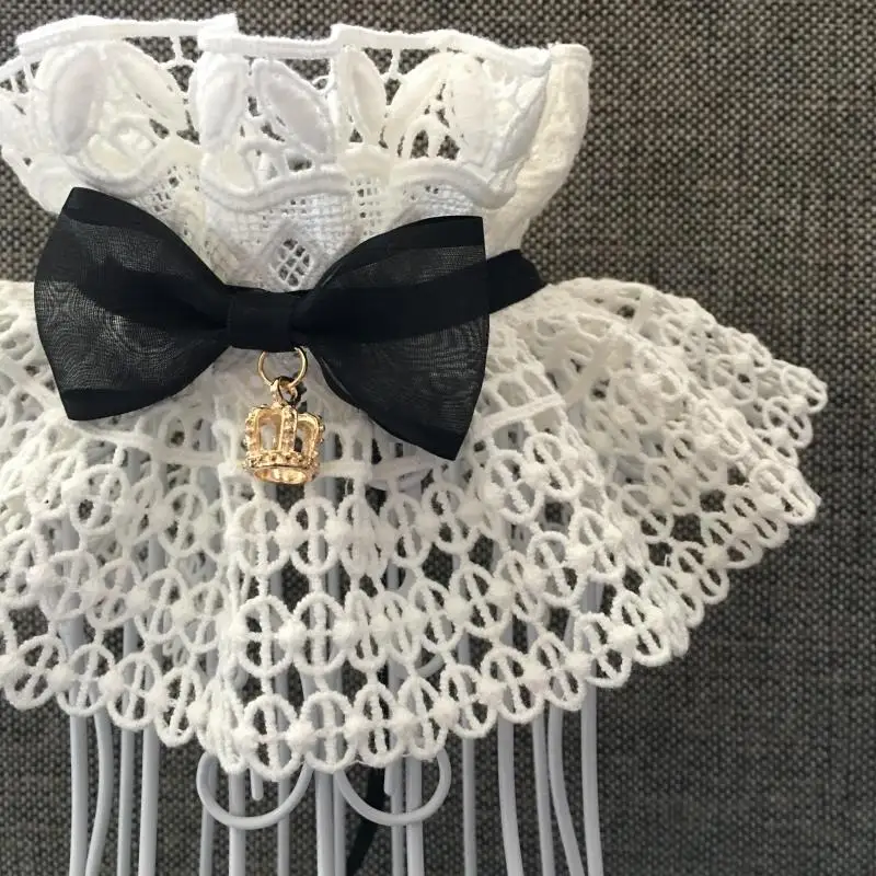Милый щенок собака Кот натуральный хлопок кружевные воротники с бантом и
