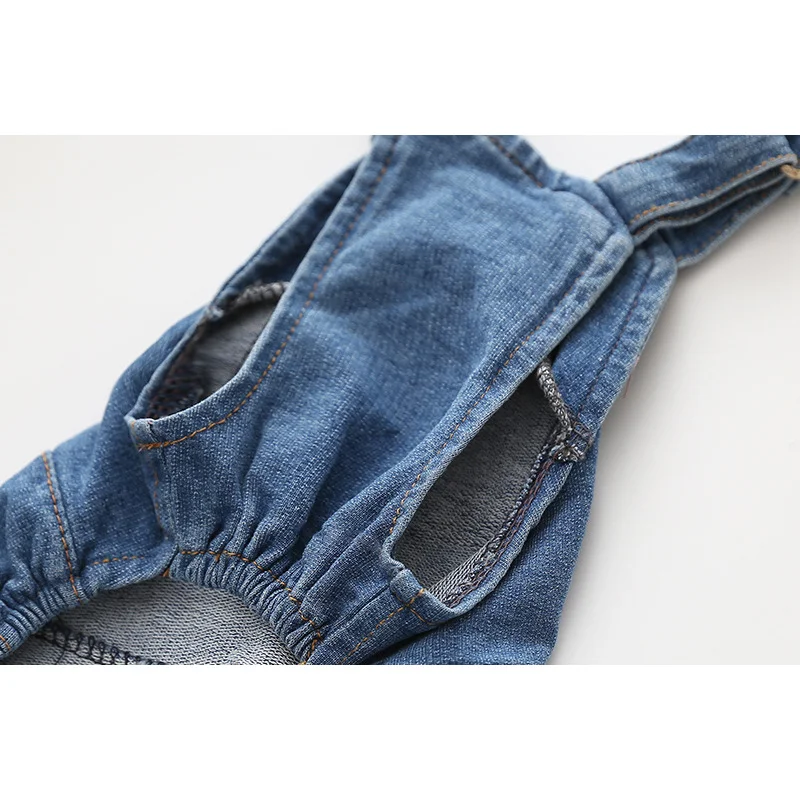 

2020 Denim Jumpsuit For Dogs Blue Jeans Dog Overalls All Match Suit For Chihuahua Pitbull Romper Summer Dog Costume Ropa Perro
