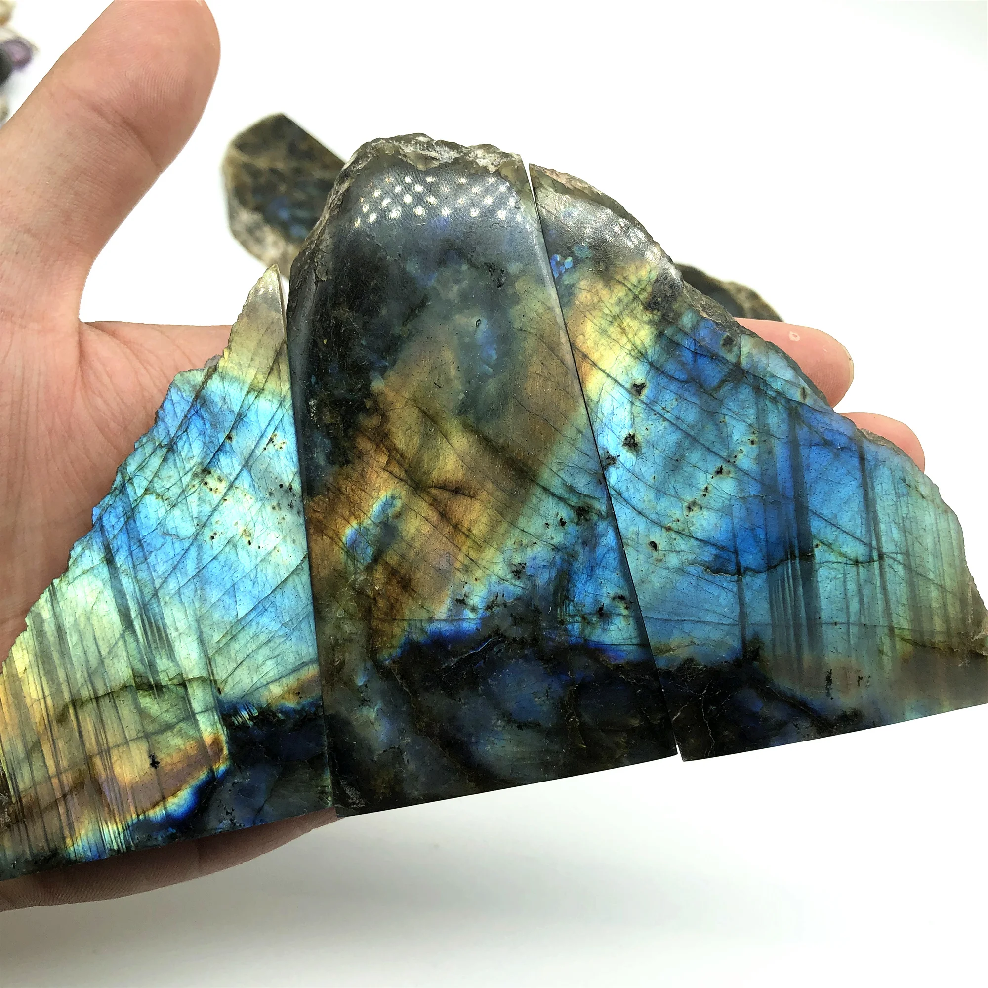 Натуральный Лабрадорит полуполировка Хрустальный лунный камень вспышка пол