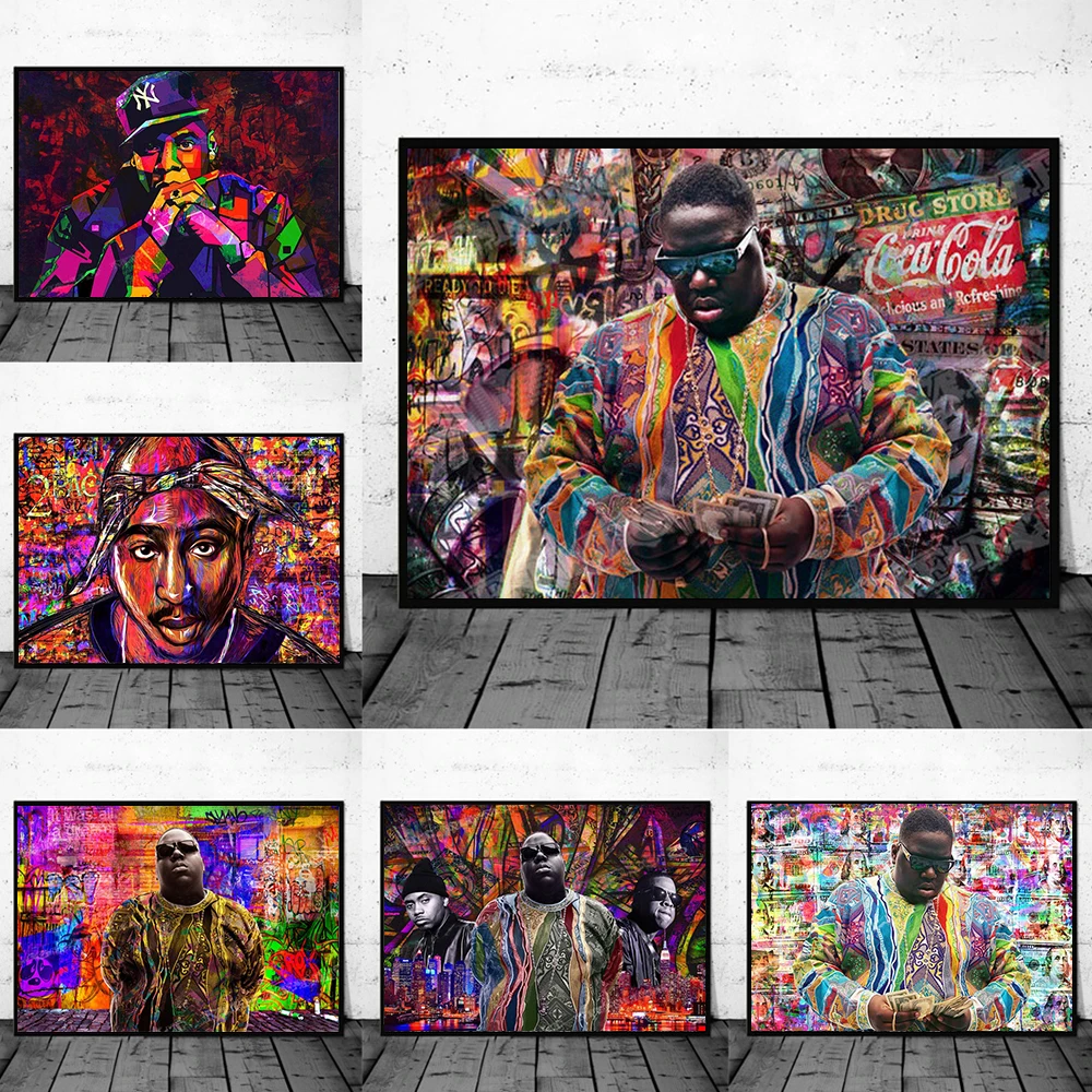 

Classic Poster Biggie Smalls Old School Notorious Big Cash Wall Art Mural for Living Room Canvas Painting Art By Decor Graffiti
