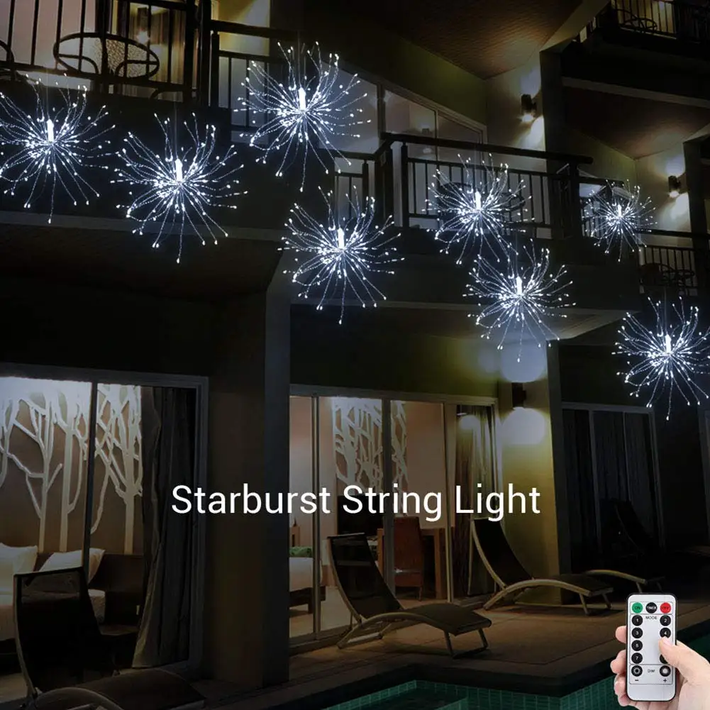 Фестиваль подвесные гирлянды Starburst 100-200 светодиодов DIY фейерверк медная Фея гирлянда Рождественские огни Открытый мерцающий свет