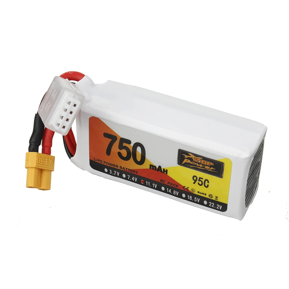 

ZOP Power 11.1V 750mAh 95C 3S LiPo Battery XT30 Plug for FPV Racing Drone Quadcopter Spare Parts