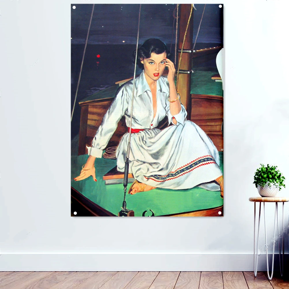 

Sexy Fashion Woman 50.60s Beauties Home Decor Canvas Wall Art Print Girls Room Decor Gift Vintage Pin Up Art Poster Banner F6