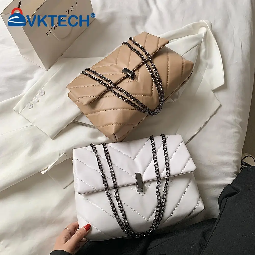 

Fashion Women PU Messenger Bag Casual Ladies Chain Solid Color Flap Handbags Women Tote Casual Shopping Handbags