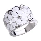 Уникальное женское кольцо эмалированное белое цветочное роскошное свадебное ювелирное изделие высокого качества