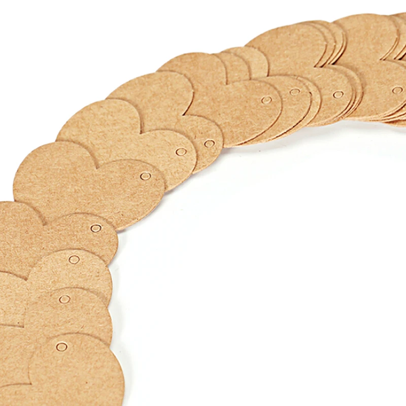 

50 Pcs Heart Wedding Invitations Card Kraft Paper Craft Favors Decoration Halloween Christmas Birthday Party Supplies 4.5*4cm