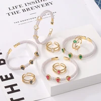 2pcs pack 2021 new light luxury water droplets bracelet and ring dubai wedding for women lady anniversary gift jewelry bulk sell