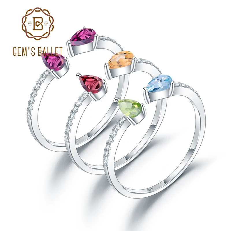 Женское кольцо с натуральными драгоценными камнями GEM'S BALLET регулируемое