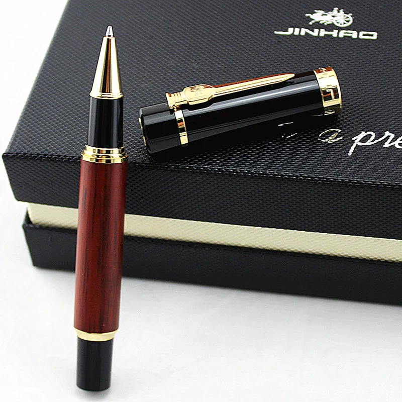 Jinhao 650 Высокое качество модная деревянная с золотым зажимом шариковая ручка 0 7 мм