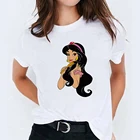 Женская модная футболка с изображением Принцессы Диснея Жасмин, Женская Футболка Harajuku Aladdin, уличная одежда, футболка Ulzzang, Прямая поставка, хип-хоп