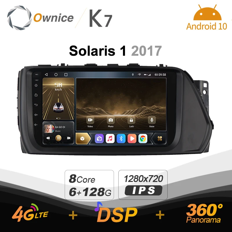 

Автомобильное радио Ownice K7, 6G + 128G, Android 10,0, для Hyundai Solaris 1 2017, GPS, 2DIN, 4G LTE 5G, Wi-Fi, 360, SPDIF, 1280*720