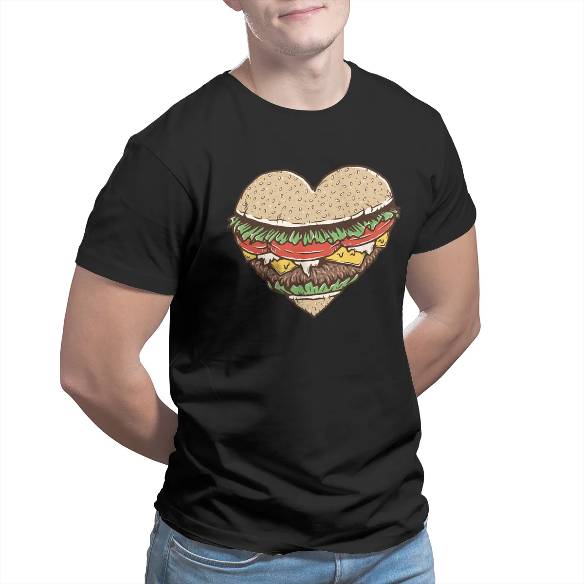 

Hamburger Lover Men's T-shirt Wholesale Clothes Graphic Oversized Cosplay Retro T-shirt 24661