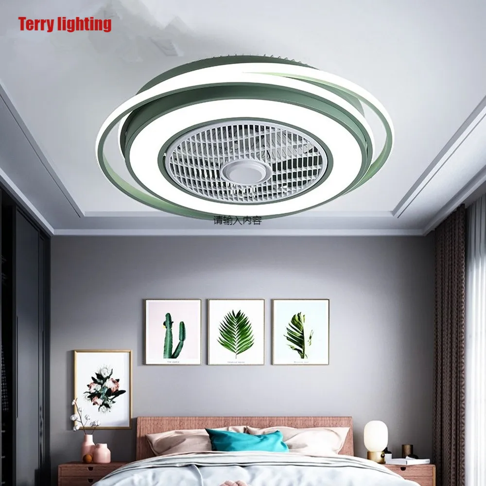 55cm ceiling fan remote control lamp silent motor modern electric bedroom round square decoration free shipping | Лампы и освещение