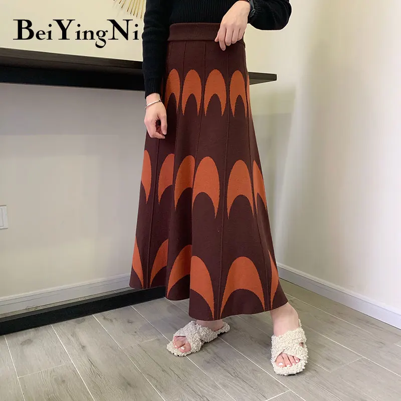 Beiyingni 2019 Модная тонкая женская юбка винтажная осенне-зимняя плиссированная со