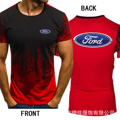 

2020 NEW Mens Short Sleeve for Ford Car Logo Mens T-shirt Summer casual Cotton Gradient T shirts Fashion Hip Hop Male Brand