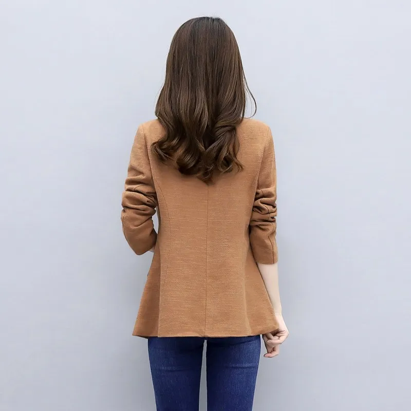 

Small Suit Jacket Female 2021 Spring New All-match Professional Suit Jacket Short Solid Notched Pockets Casual Jacket Women