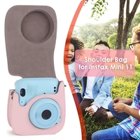 portable instant camera case bag holder pu leather with shoulder strap compatible with fujifilm fuji instax mini 11 camera cover