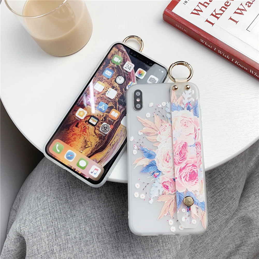 Для samsung A40 чехол ТПУ с цветочным узором ремешок чехол для телефона для samsung A10 A20 A30 A40S A50 A60 A80 A90 A70 M10 M20 M30 держатель крышки