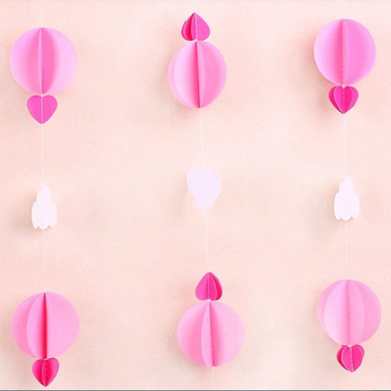 3D воздушный шар облако Бумажная гирлянда с цветами баннер на свадьбу день