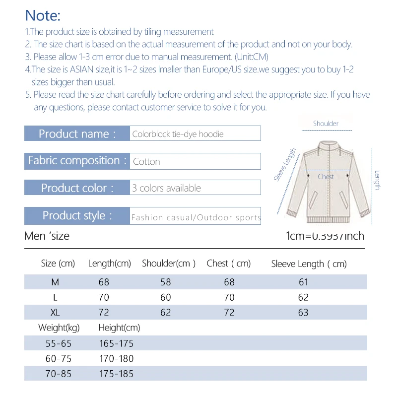 

Autumn Color Block Tie-dye Hoodies For Men 98% Cotton Round Neck Oversized Hoodie Loose Warm Clothing 2020 Man Casual Streetwear