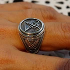 Превосходное серебряное кольцо с сигилом из Люцифера для мужчин, уплотнение сатаны, ювелирные изделия для мужчин