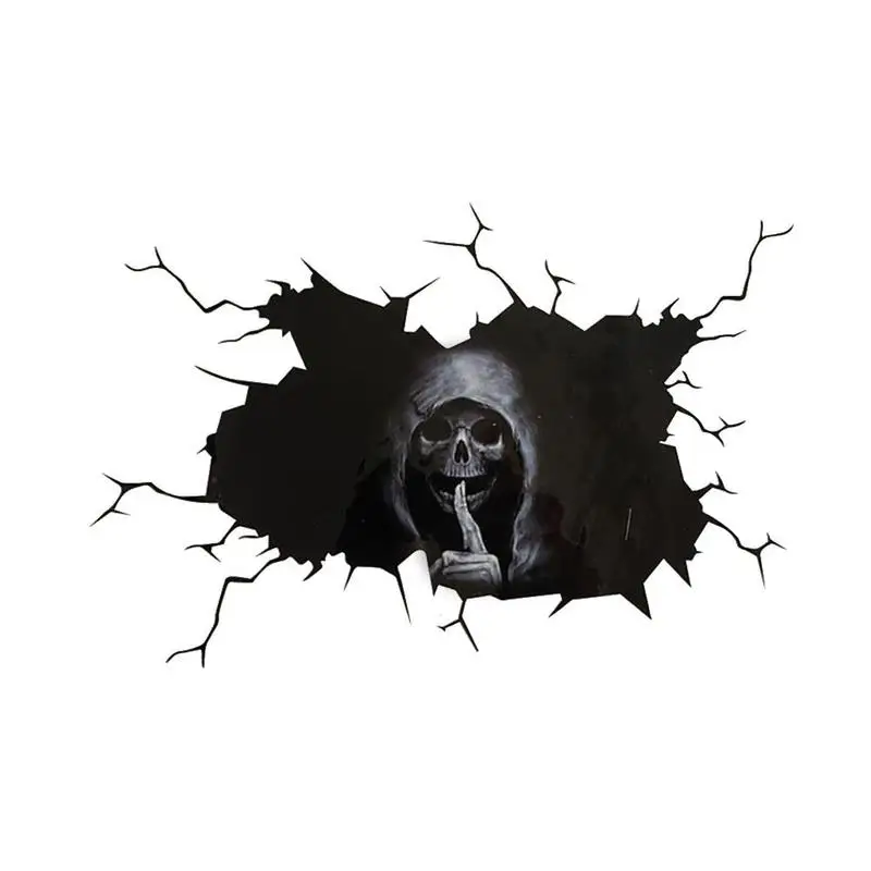 

40*30cm Mute Skull Car Sticker Funny Automotive Decals Rear Window Demon Reflective Sticker Black Color
