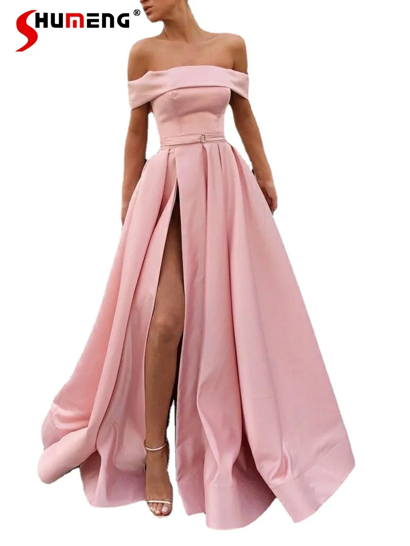 

2021 Summer Autumn New Woman Multi-Color Sleeveless Pleated Tube Top Long Dress Sexy Pink Backless Large Swing Dress Ladies