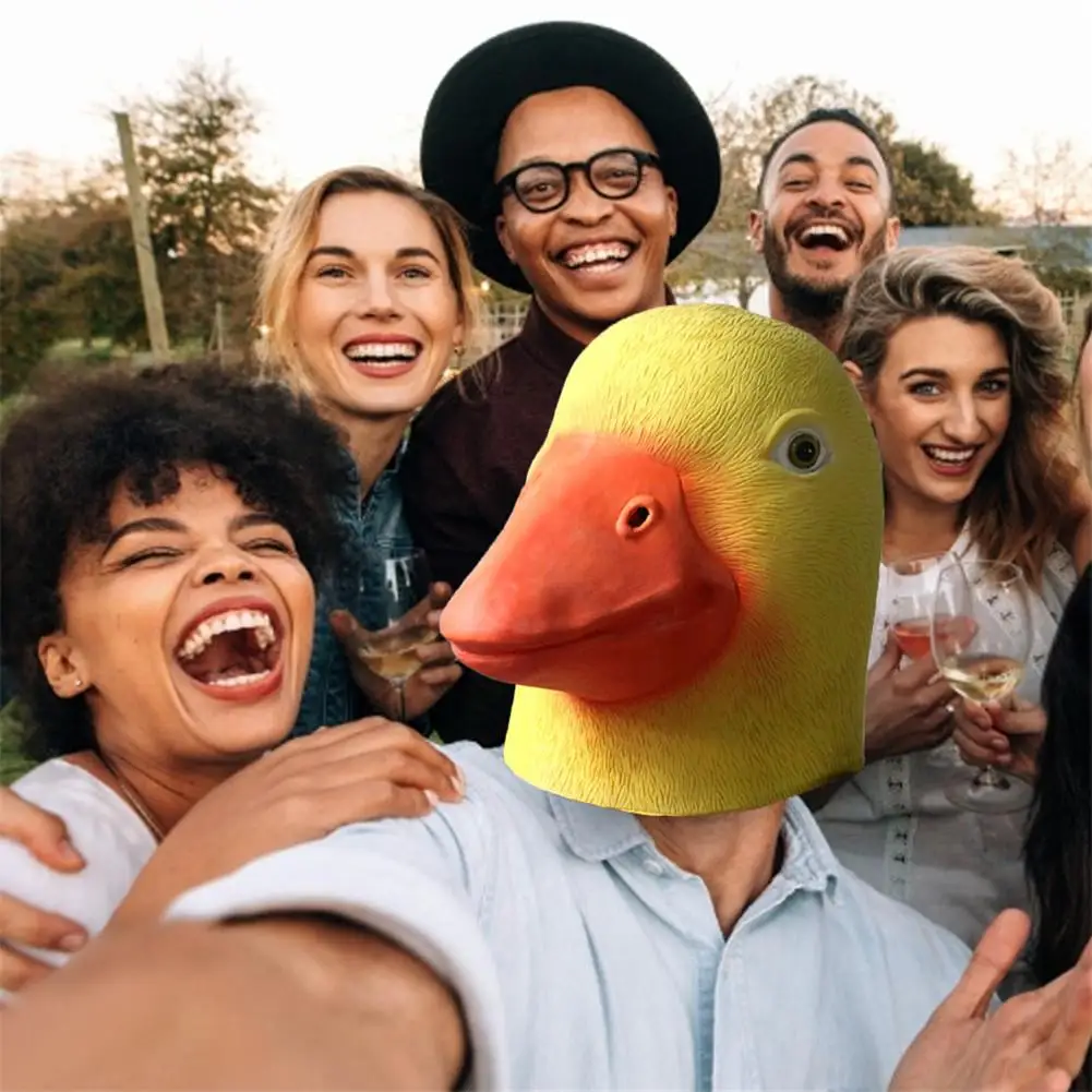 Маска на Хеллоуин с желтой уткой маска головой животного латексная для лица