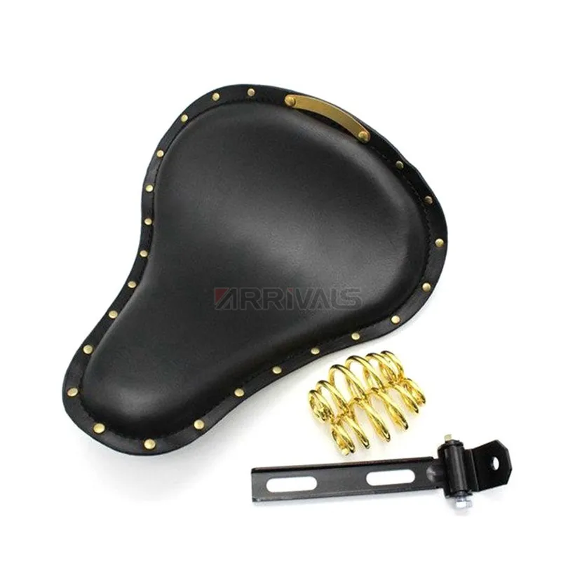 Мотоциклетное универсальное черное/коричневое сиденье для водителя с пружинами