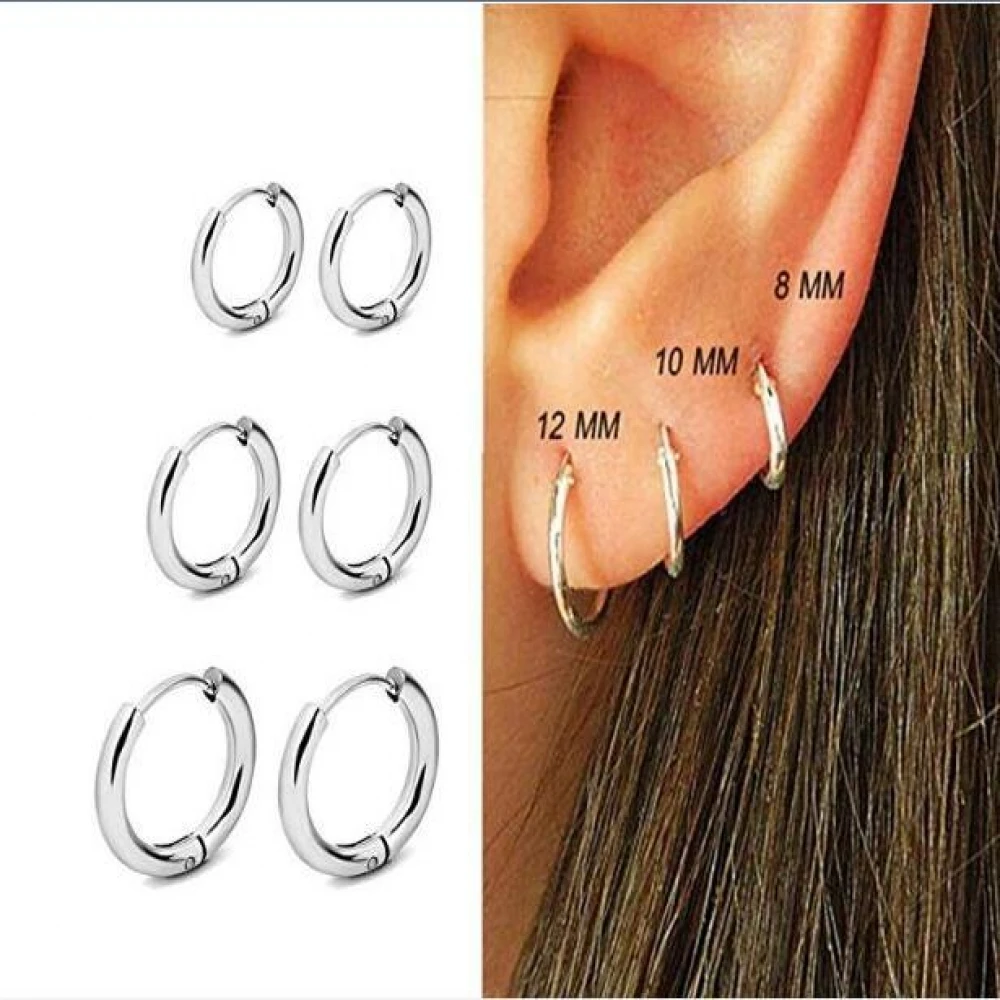 6 шт. титановая сталь нержавеющая простые круглые серьги гладкие катушки