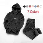 Зимние коралловые флисовые топы для сна, черный фланелевый Пижамный комплект для женщин и мужчин, плотный плюшевый теплый подарок для девочек, бархатная Домашняя одежда с капюшоном