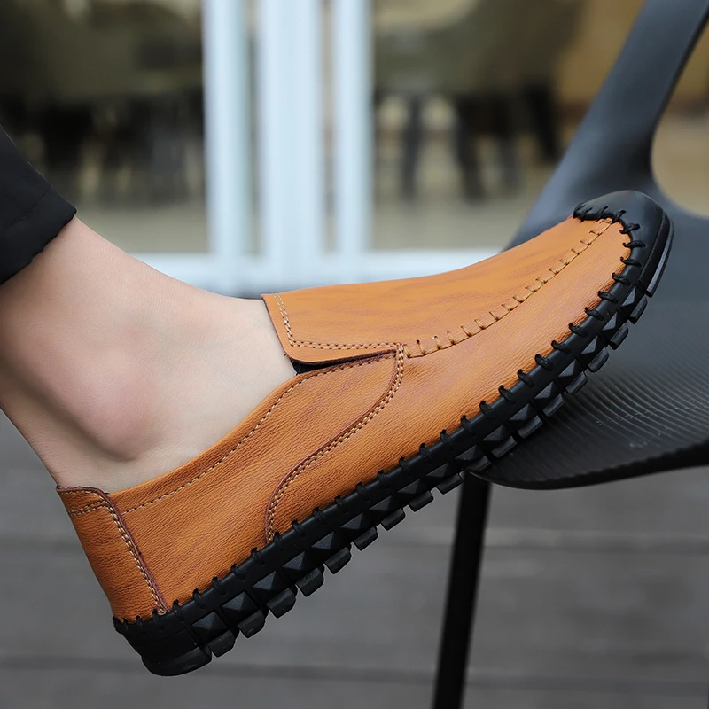 

Hombre Лидер продаж, мужские кожаные повседневные кроссовки 2020, sapato, модные мужские лоферы из натуральной кожи черного цвета, повседневная спо...