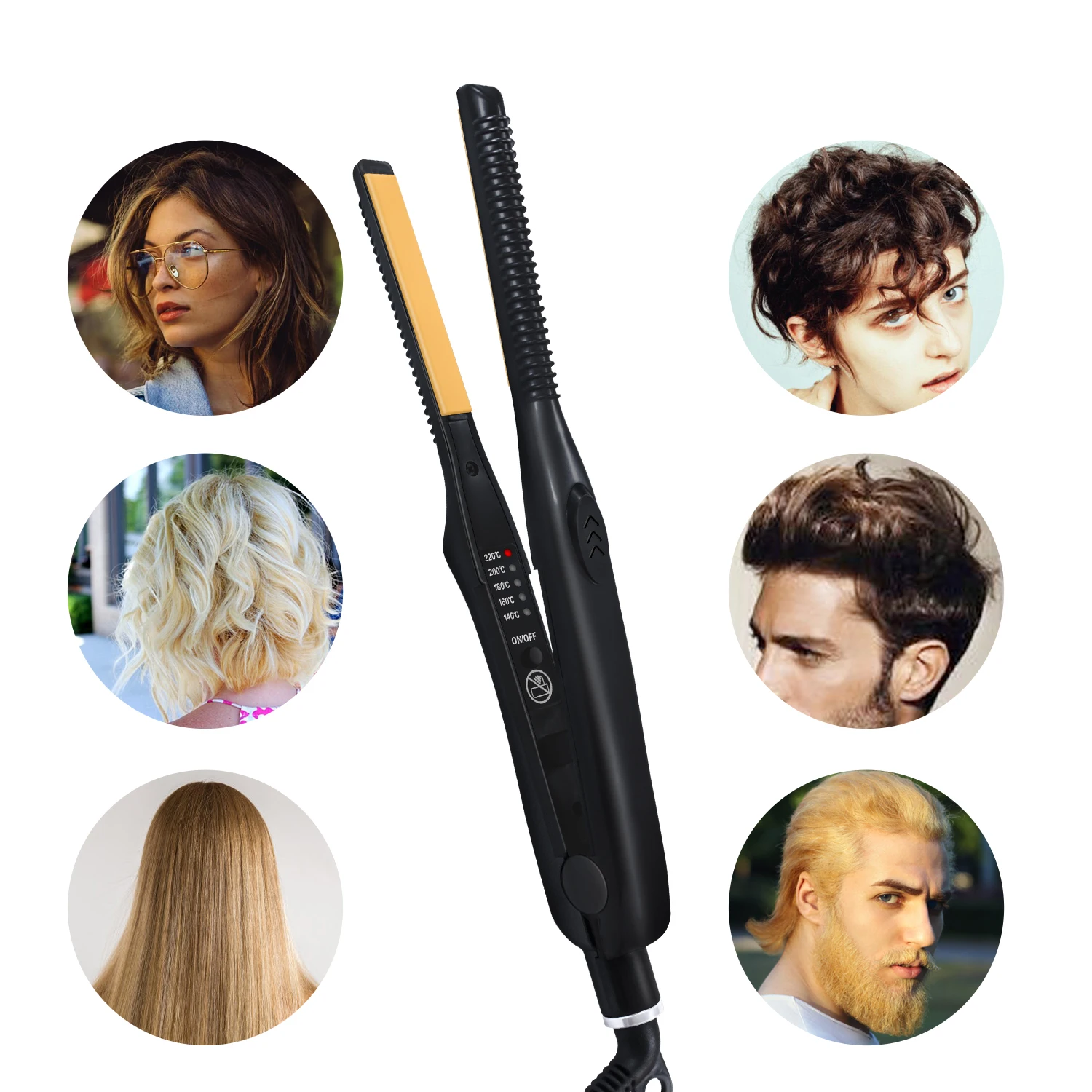 

Professional Mini Hair Straightener Curler 2 In 1 Flat Iron Small Thin Plate Men Short Hair Straightening Curling Styling Tools