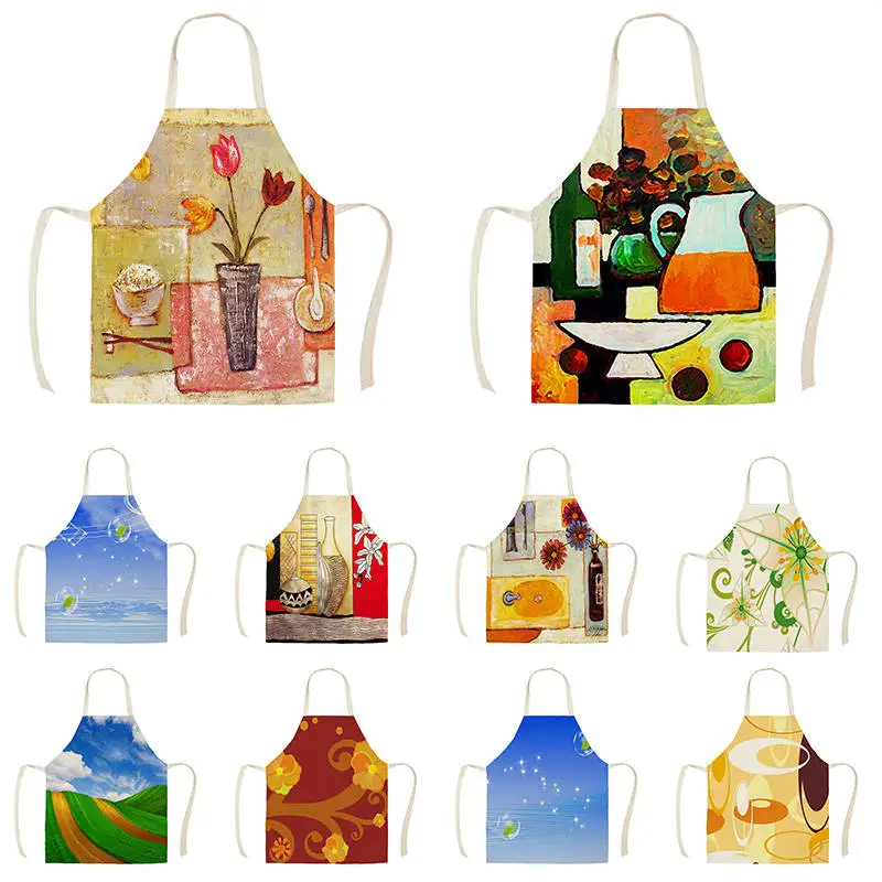 Ретро фартук с цветочным узором для женщин, фартуки для детей, платье для домашней уборки, фартук для сада, стрижки и медицинский фартук WQTX12.
