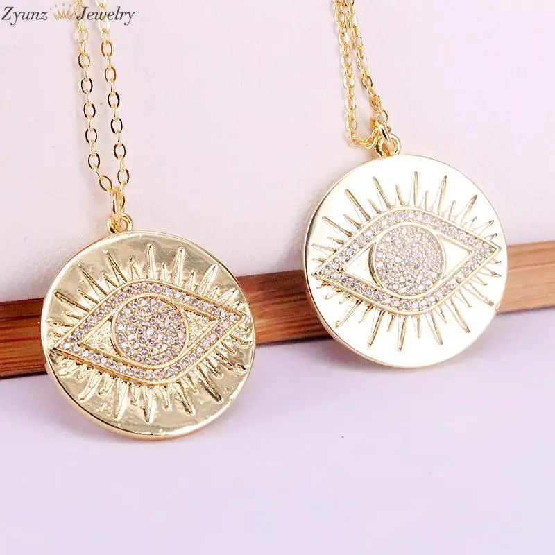 10 шт. ожерелье с турецким глазом для женщин прозрачным фианитом модная