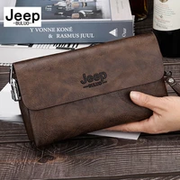 jeep buluo brand pu leather clutch bag in three colors new style mens wallet long card bag mens wallet zipper large capac