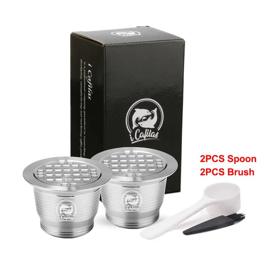ICafilas Reusbale капсула Nespresso reutilable Inox нержавеющая сталь фильтры для кофе Capsula Эспрессо кофеварка корзина - Цвет: 2 capsule