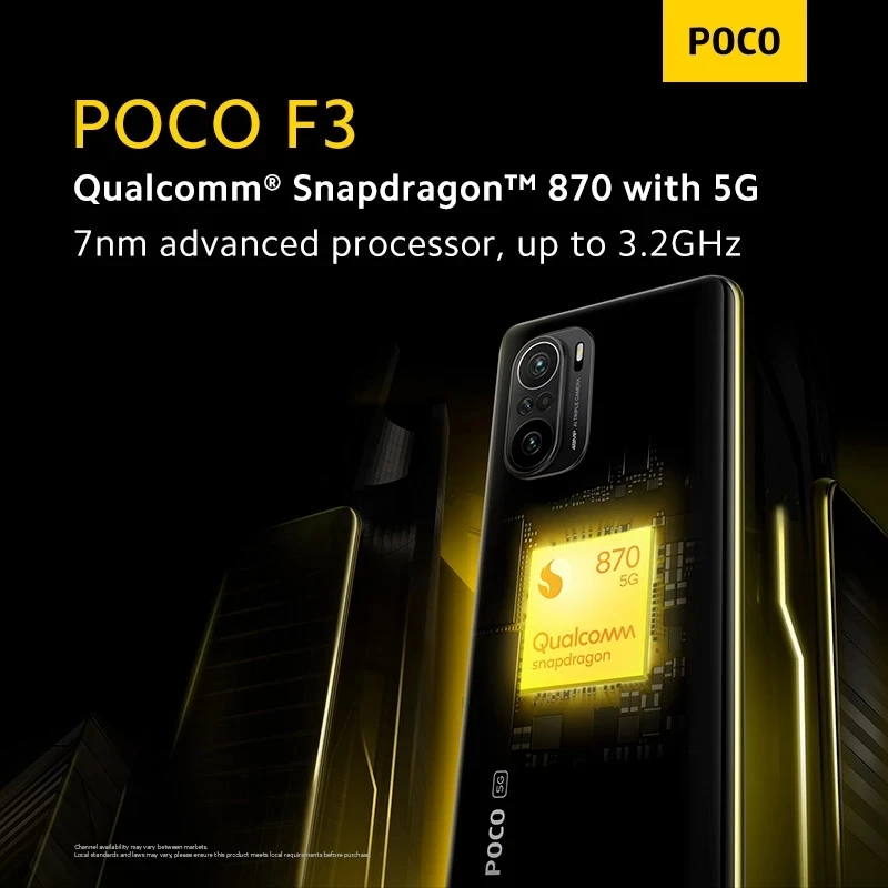 

Global Version POCO F3 5G Smartphone Snapdragon 870 Octa Core 128GB/256GB 6.67"120Hz E4 AMOLED Display 33W Fast Charge 48MP