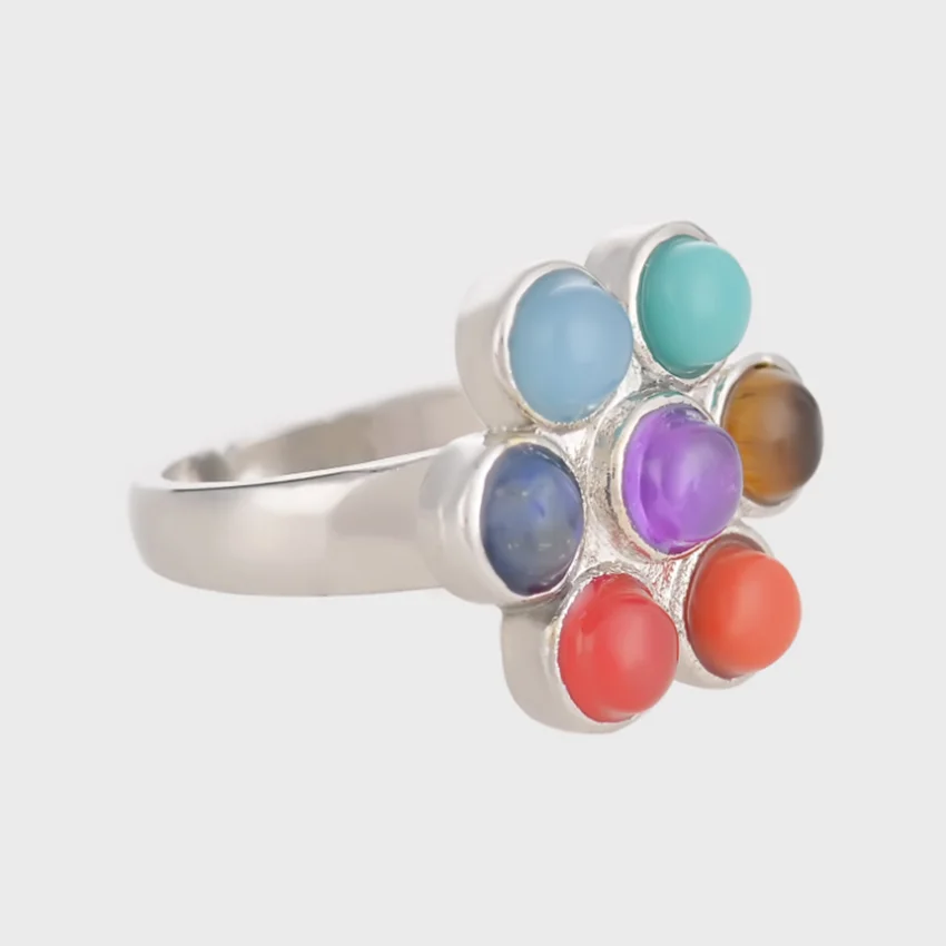 Посеребренный цветок жизни 7 видов цветов небольшие бусины камень изменяемое