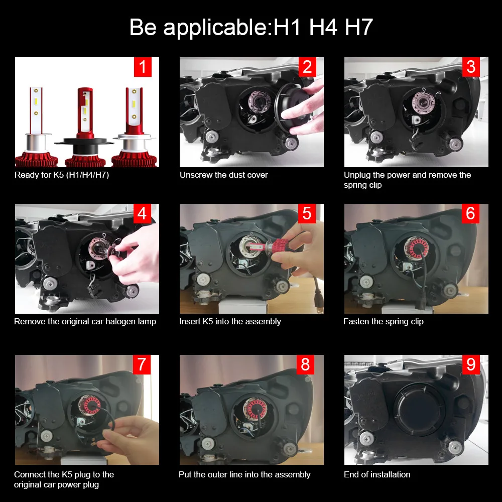 

1 Pair 36W Universal Car Headlight H7 LED H4 3800LM H1 H11 9005 HB4 LED Bulbs 6000K Auto Headlamp 9V-30V Car Light Bulb