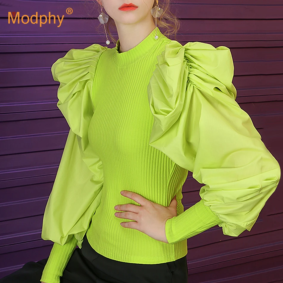 Лоскутные вязаные женские свитера с рюшами белого и черного цвета топы круглым