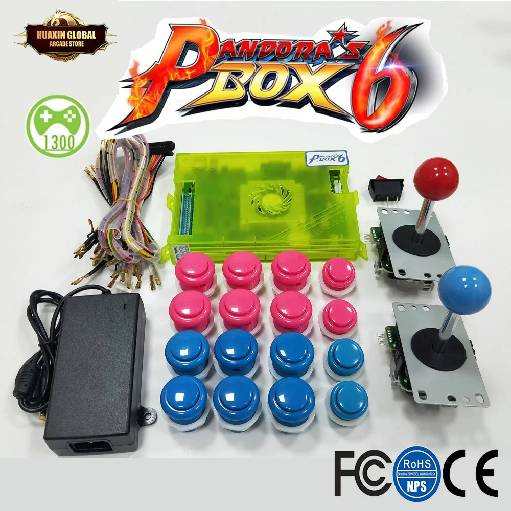 DIY аркадный набор Pandora Box 6 1300 в 1 игровая доска и джойстик с длинной ручкой